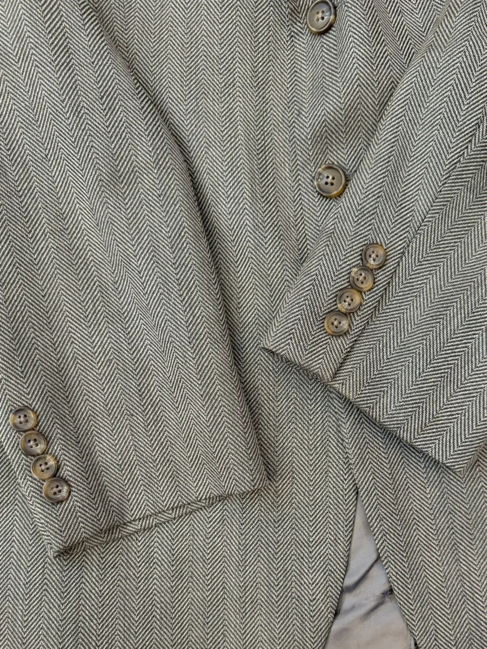 Chaps Ralph Lauren Union Made Canada Pure Wool Herringbone Blazer 40R Gray Brown